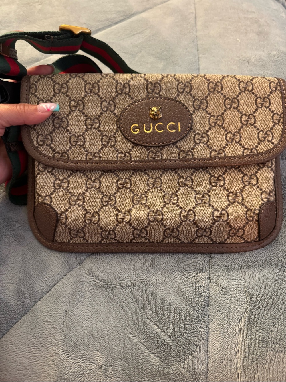 Brown GG Canvas Crossbody with Web Strap